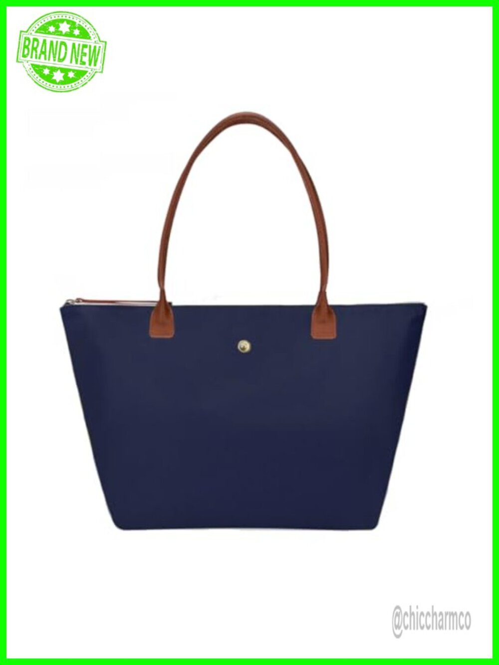 Nylon Tote Bag Shoulder Foldable Zipper Work Travel Women
